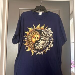 Navy Blue Sun and Moon Graphic Tee